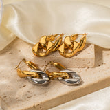 Aretes de Cadena Gourmet (Eslabones) de Acero Inoxidable Galvanizado (Estilo Geométrico)