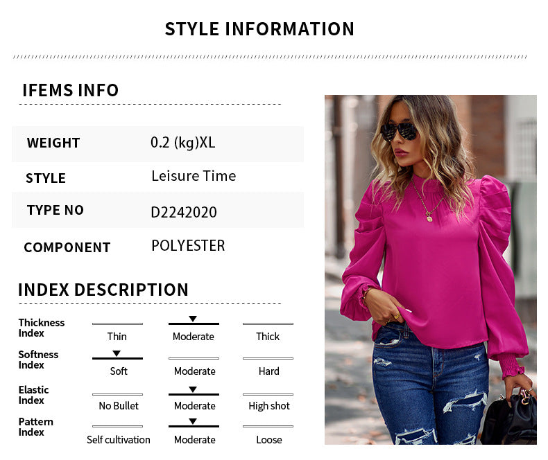 Camisa informal elegante de color liso para mujer