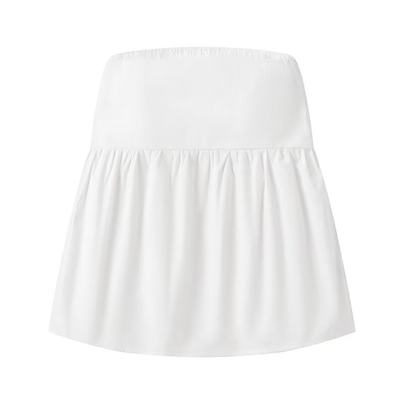 Top de tubo con hombros descubiertos y volantes sin tirantes