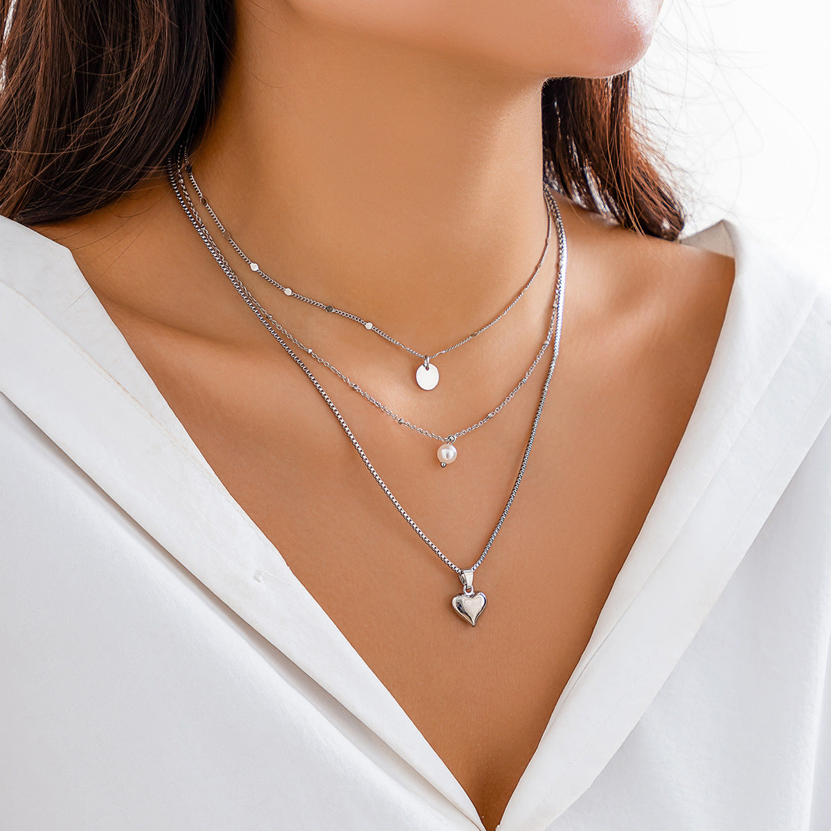 Set de 3 Collares Apilables "London" con Perlas de Imitación, Estrella y Geometría