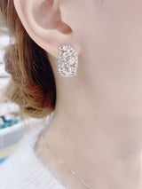 Arracadas de Aro (Plata Esterlina) con Incrustación de Diamantes (Aleación de Lujo)