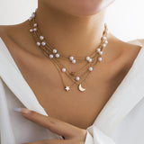 Set de 3 Collares Apilables "London" con Perlas de Imitación, Estrella y Geometría