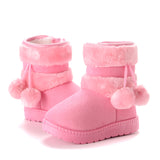Bota de pompón de invierno para niños - Pantuflas forradas de lana