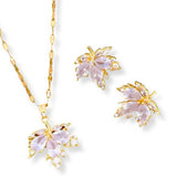 Set de Joyería Hojas Color Borgoña (Diseño de Naturaleza / Otoño)