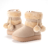 Bota de pompón de invierno para niños - Pantuflas forradas de lana