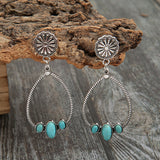 Aretes Colgantes de Lágrima con Turquesa Artificial (Aleación Color Plata)