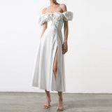 Vestido midi moldeador con bustier y mangas