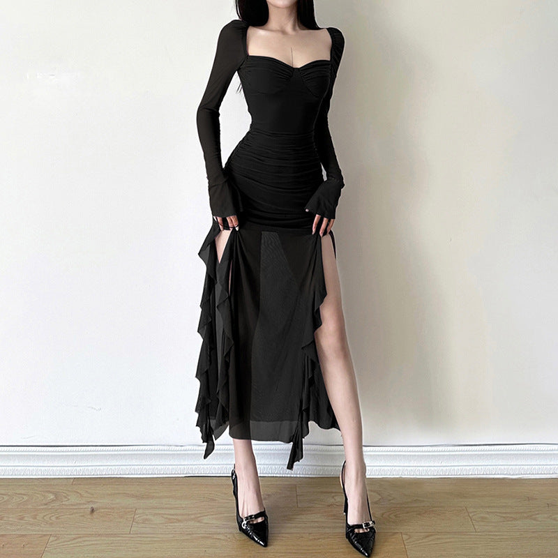 Vestido con cuello de corazón