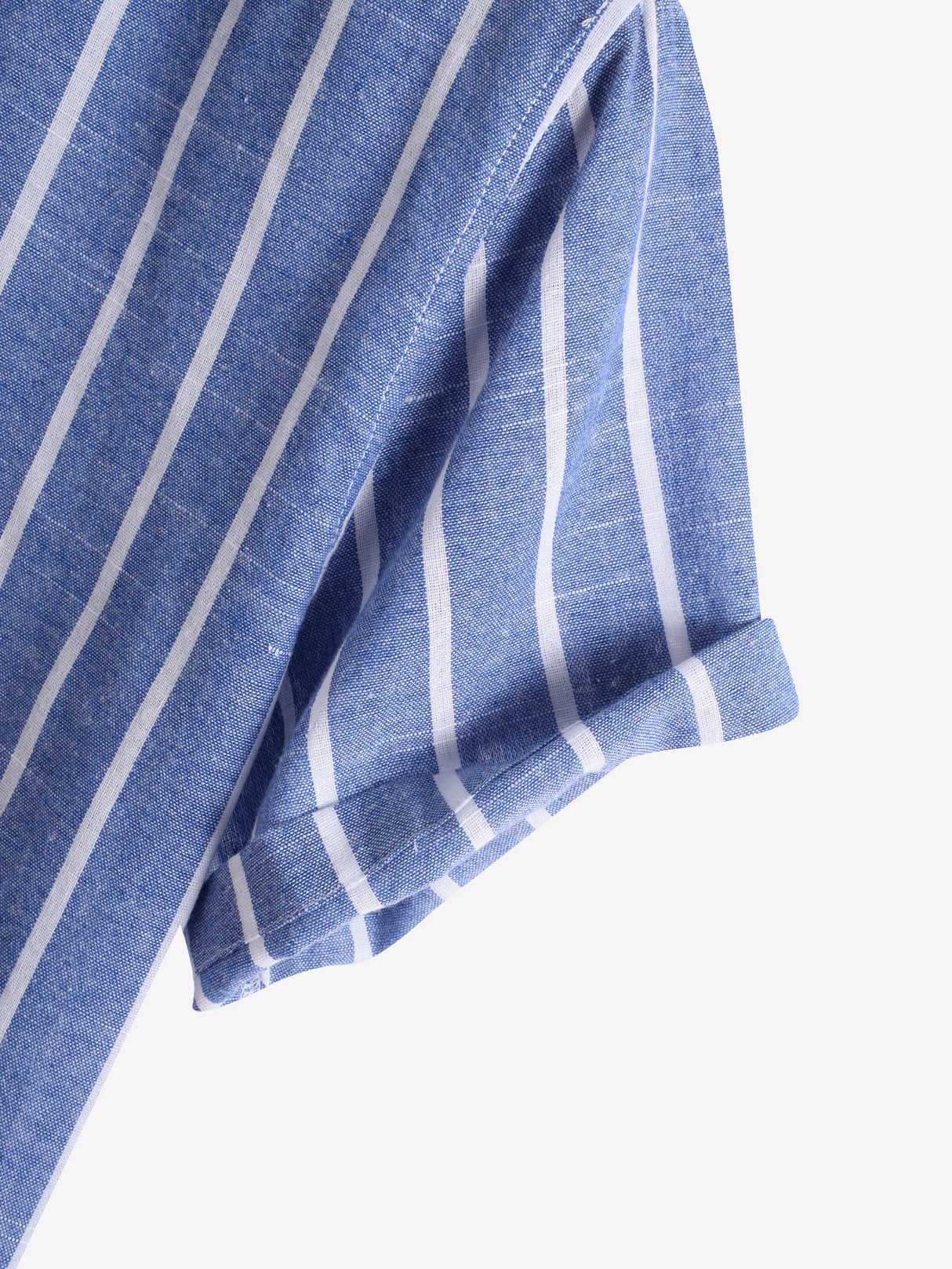 Viento: Camisa de Rayas Manga Corta & Cuello Mao