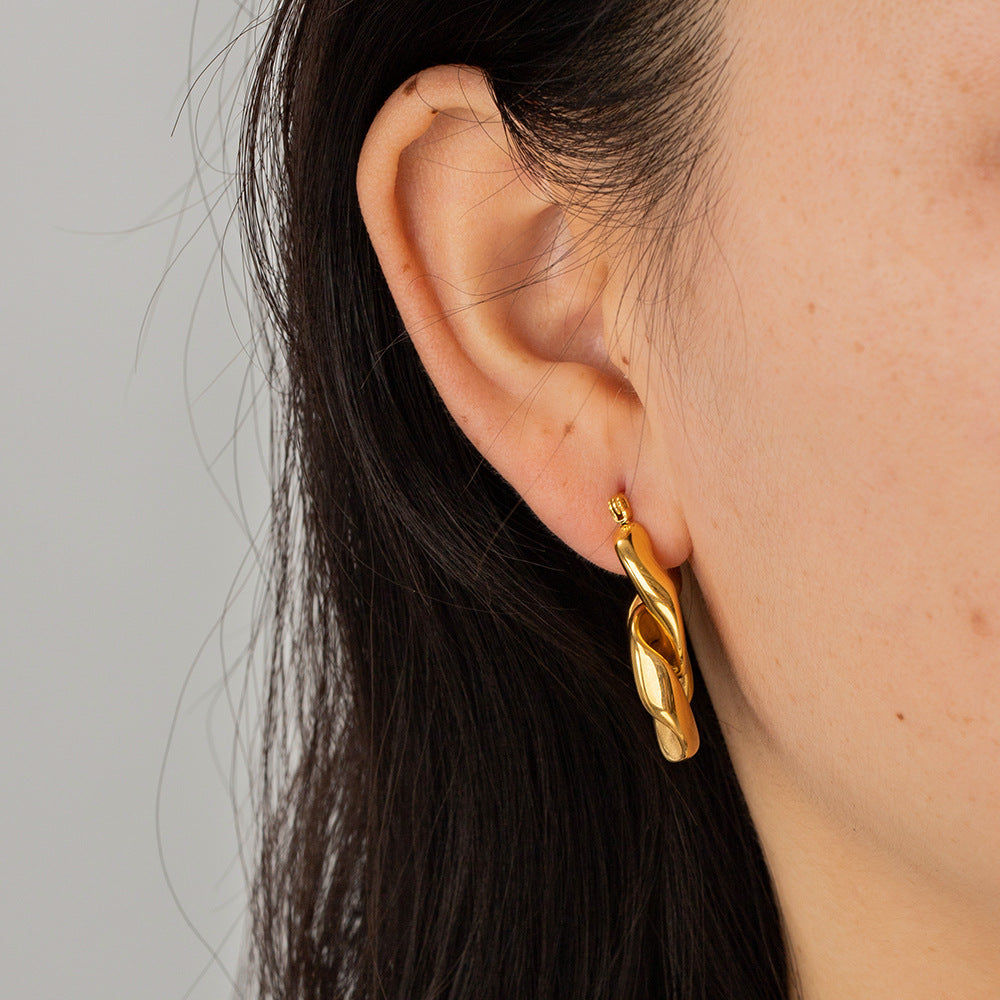 Aretes de Cadena Gourmet (Eslabones) de Acero Inoxidable Galvanizado (Estilo Geométrico)