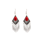 Aretes Colgantes con Dije de Pavo Real (Diseño Geométrico) de Aleación Galvanizada