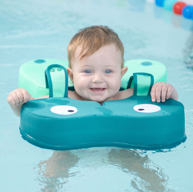 Anillo de natación no inflable para niños de 0 a 3 años, con forma de axila, para bebés, salvavidas, antigiro lateral, color amarillo claro.