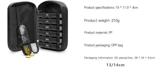 Pastillero semanal, pastillero para 2 tomas al día, organizador de medicamentos de viaje para 7 días