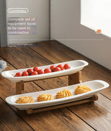 Plato de cerámica con niveles para pastel, bandeja de postre de porcelana con forma de barco, estante de bambú para sushi, vajilla de restaurante, plato de gasa, fiesta de ópera