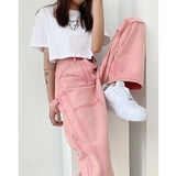 Vaqueros rectos y holgados de cintura alta para mujer