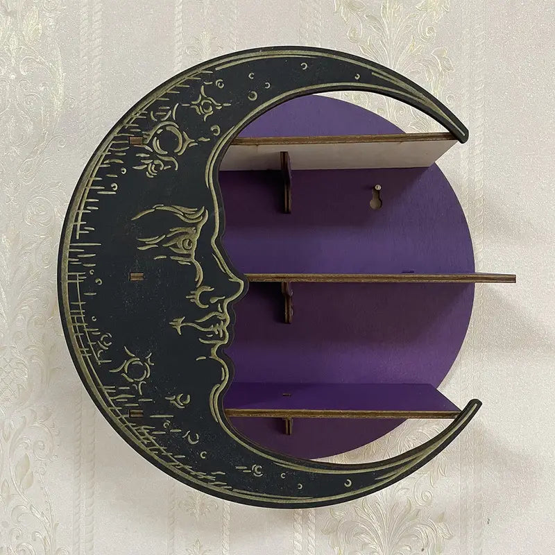 Repisa decorativa lunar para pared con espacio para objetos pequeños