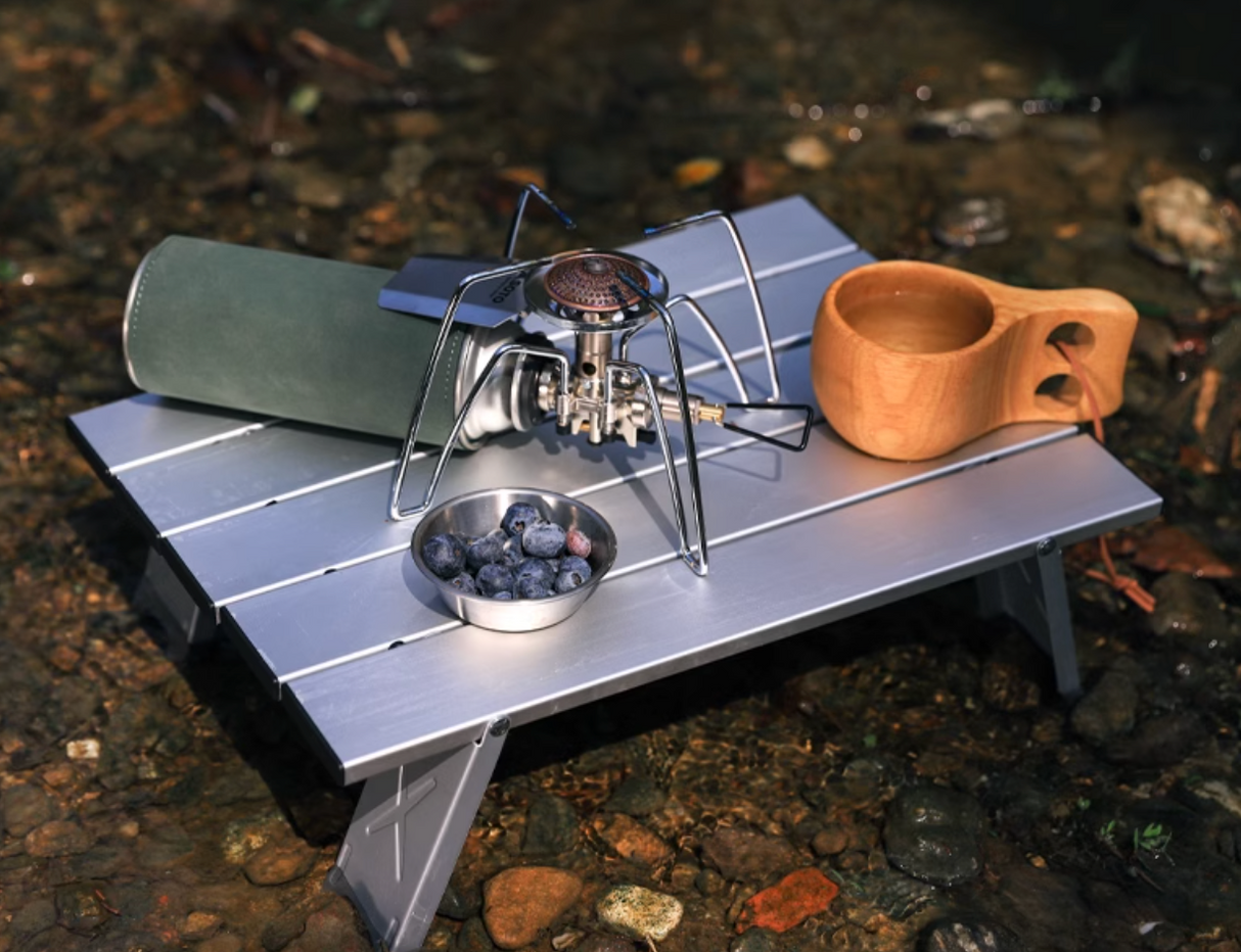 Mesa de camping portátil plegable de aleación de aluminio para exteriores
