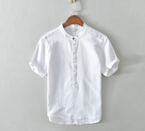 SEOUL: Pulóver de Lino y Algodón Slim Fit con Cuello Mao