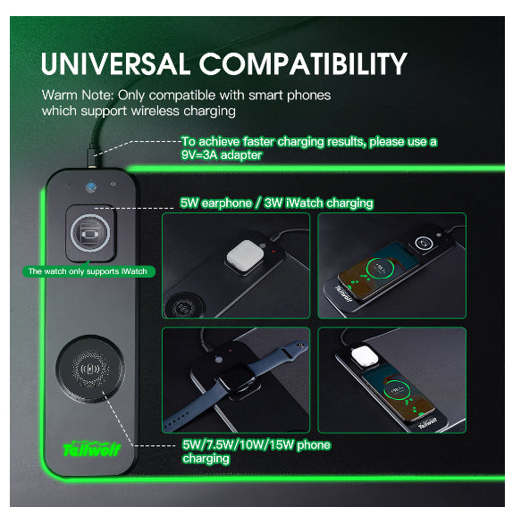 Mouse pad gamer con carga inalámbrica RGB