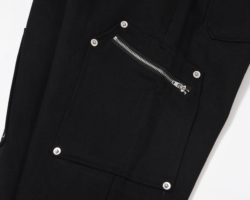 Vaqueros rectos retro con botones y cremallera para hombre