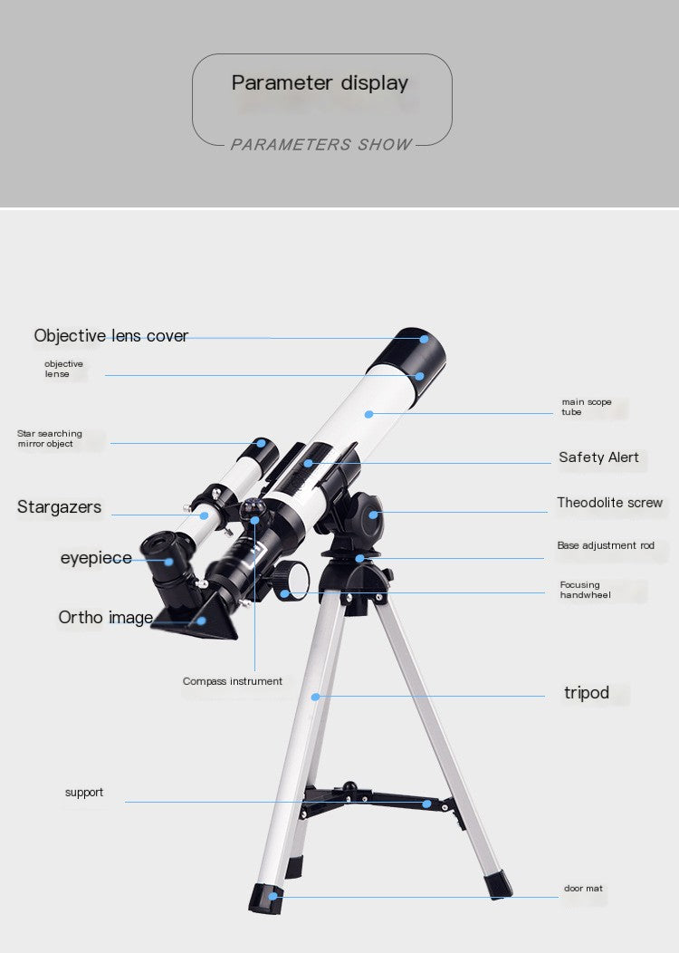 Telescopio astronómico con trípode ajustable - SkyVista UltraZoom 6000X