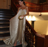 Vestido plisado de moda sin tirantes para mujer