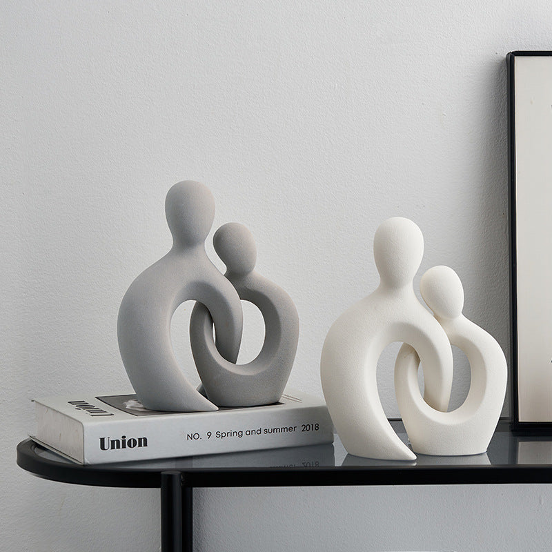 Figura Decorativa de Pareja Abstracta Minimalista Moderna