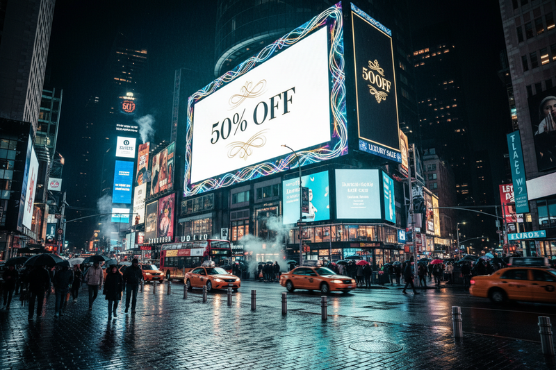 Cartel 50% OFF en Times Square