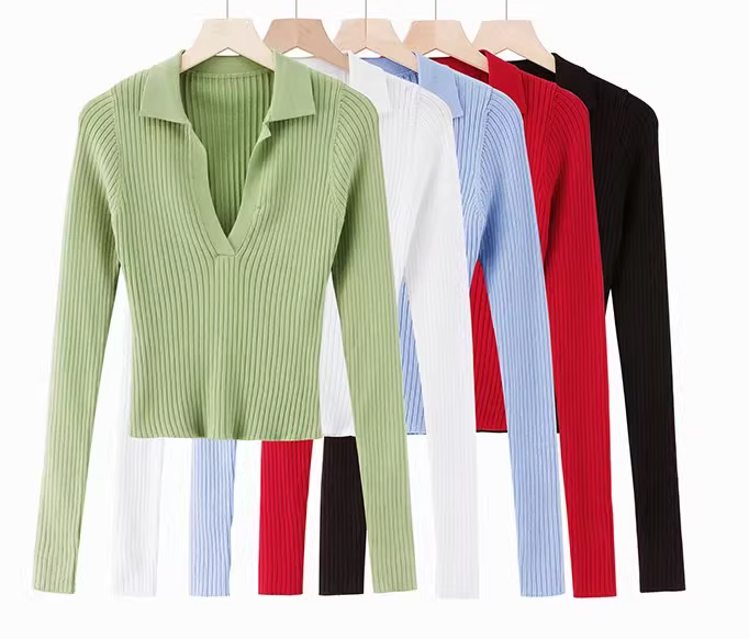 VALESK: Suéter Slim Rib de Cuello Polo