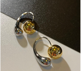 Arete Coma y Bola (Estilo Geométrico) de Cobre Galvanizado (Color Oro o Plata)