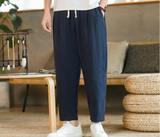 Pantalones casuales de moda de lino y algodón para hombre