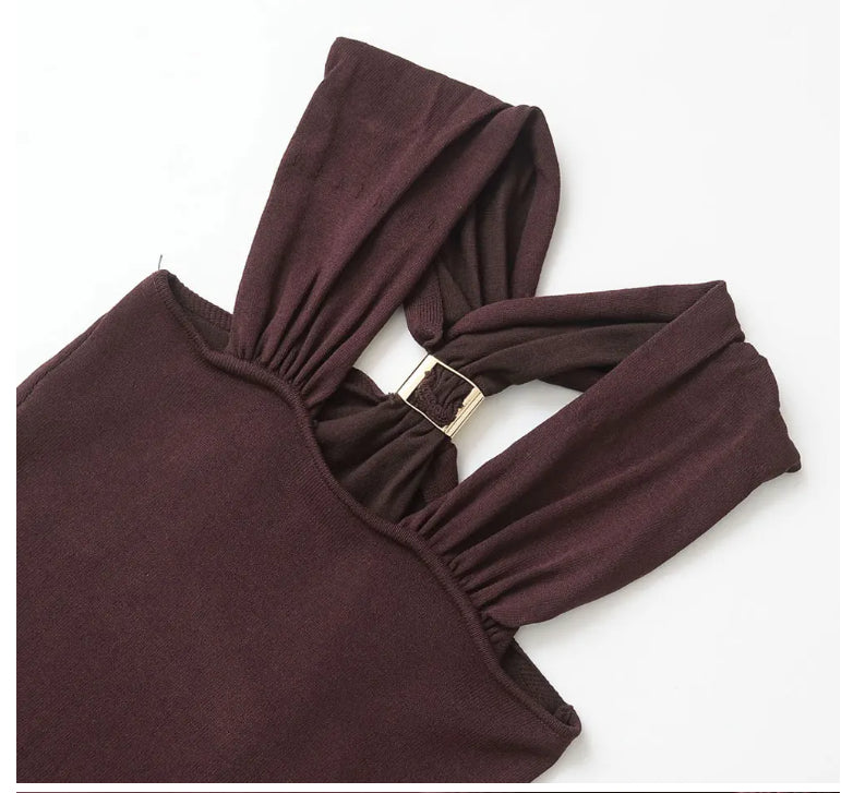 Chaleco sexy sin espalda, diseño de mujer, top con cuello colgante