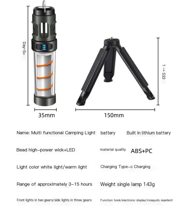 Repelente de mosquitos para exteriores con luz de camping - Lámpara repelente de mosquitos recargable para exteriores