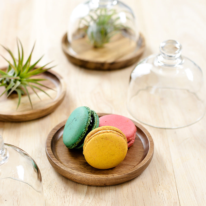 Bandeja para Exhibición de Postres Mini con Base de Vidrio y Madera