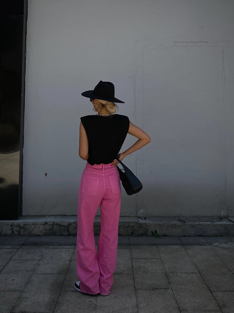 Vaqueros rectos de cintura alta y pierna ancha para mujer, ajustados