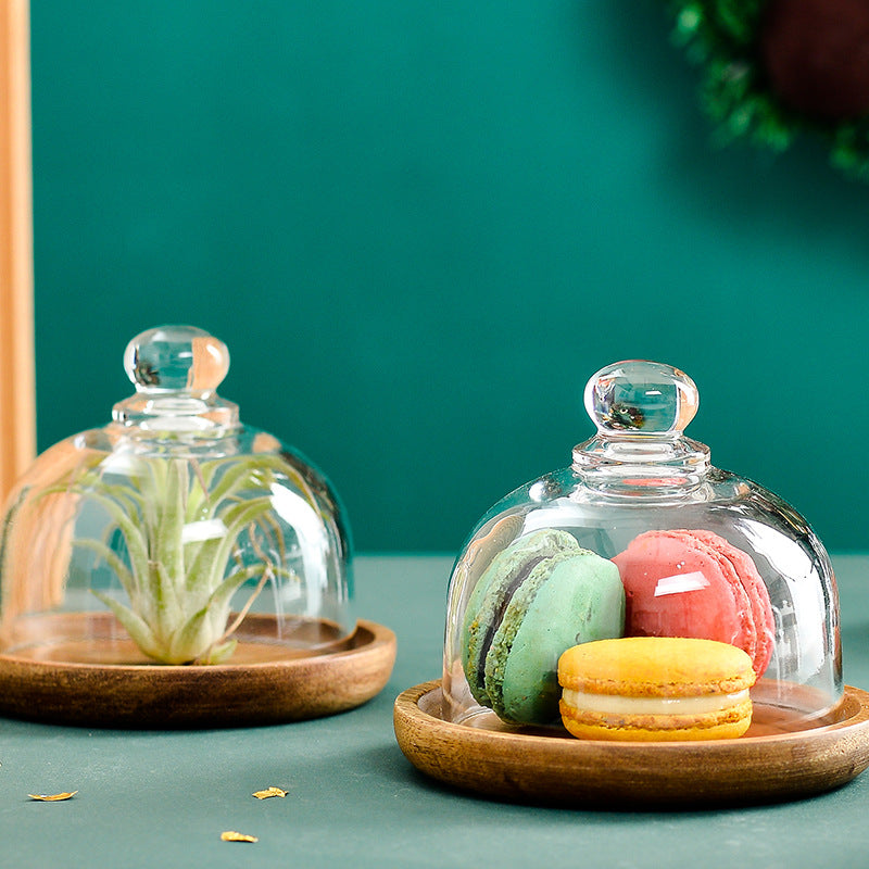 Bandeja para Exhibición de Postres Mini con Base de Vidrio y Madera