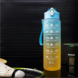 Termo Deportivo Plástico 900ML Gran Capacidad - Botella de Agua con Tapa de Rebote, Popote y Diseño Gradiente