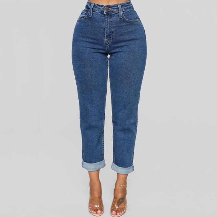 Pantalones vaqueros de cintura alta y pierna recta para mujer