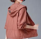 Cortavientos impermeable con capucha para mujer