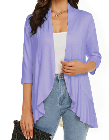 Cárdigan casual, ligero y abierto para mujer